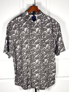 Guy Harvey Dive Gray Performance Fishing Shirt Fish Print Men’s Large Vented